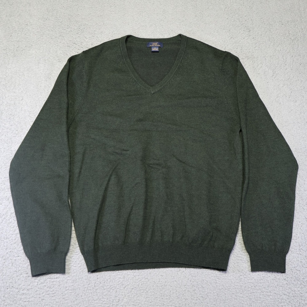 Brooks Brothers 346 Mens Merino Wool Blend V-Neck Sweater Green M